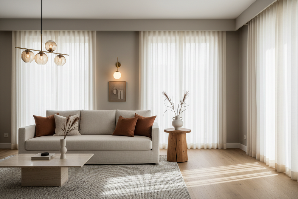 Décoration intérieure Cirenoux en pierre naturelle, bois massif et verre véritable