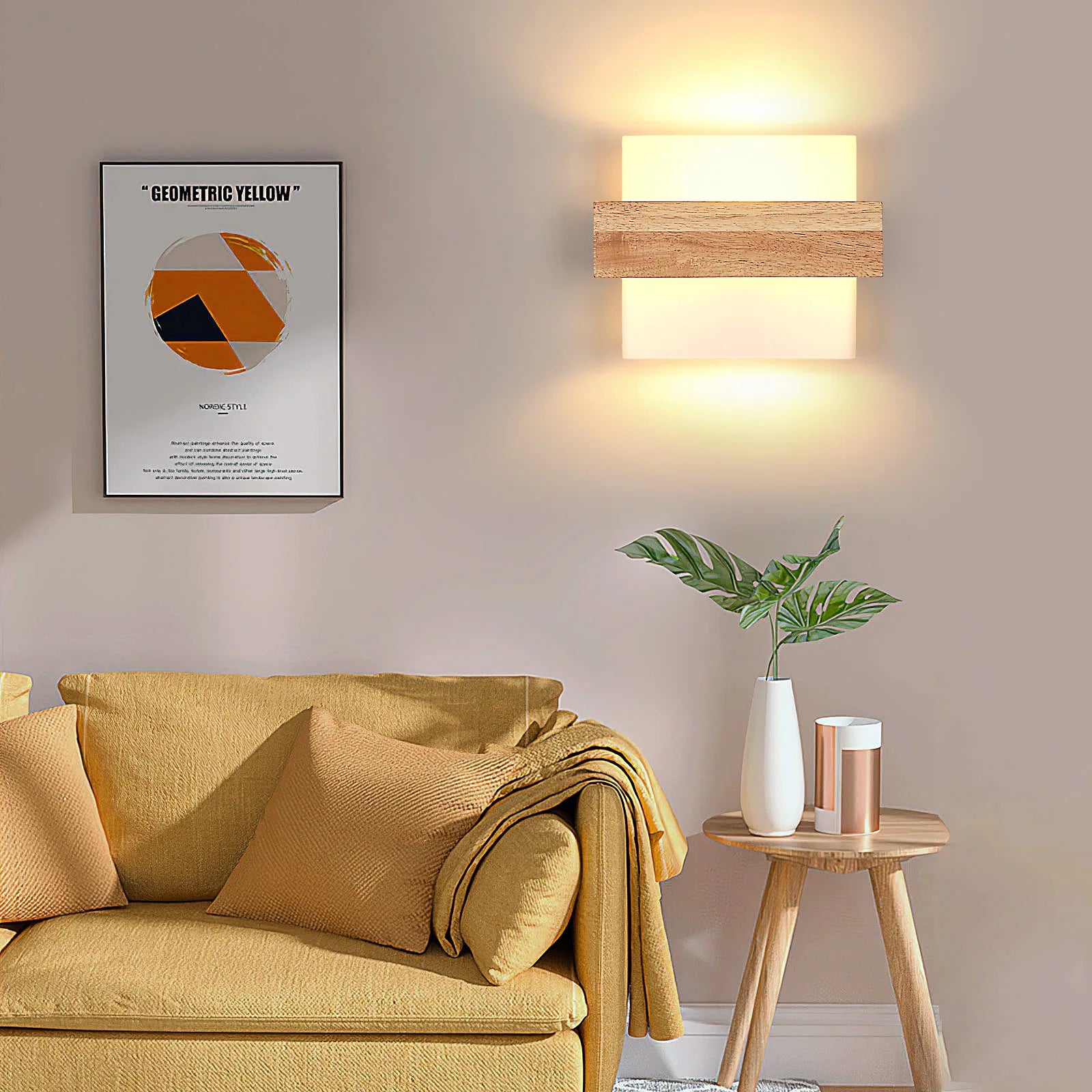 Nordic Wooden Wall Light E27 Indoor Wall Sconce Natural Wood Wall Lighting Fixture Simple Wood Wall Lamp for Bedroom Corridor Living Room, No Bulb Included