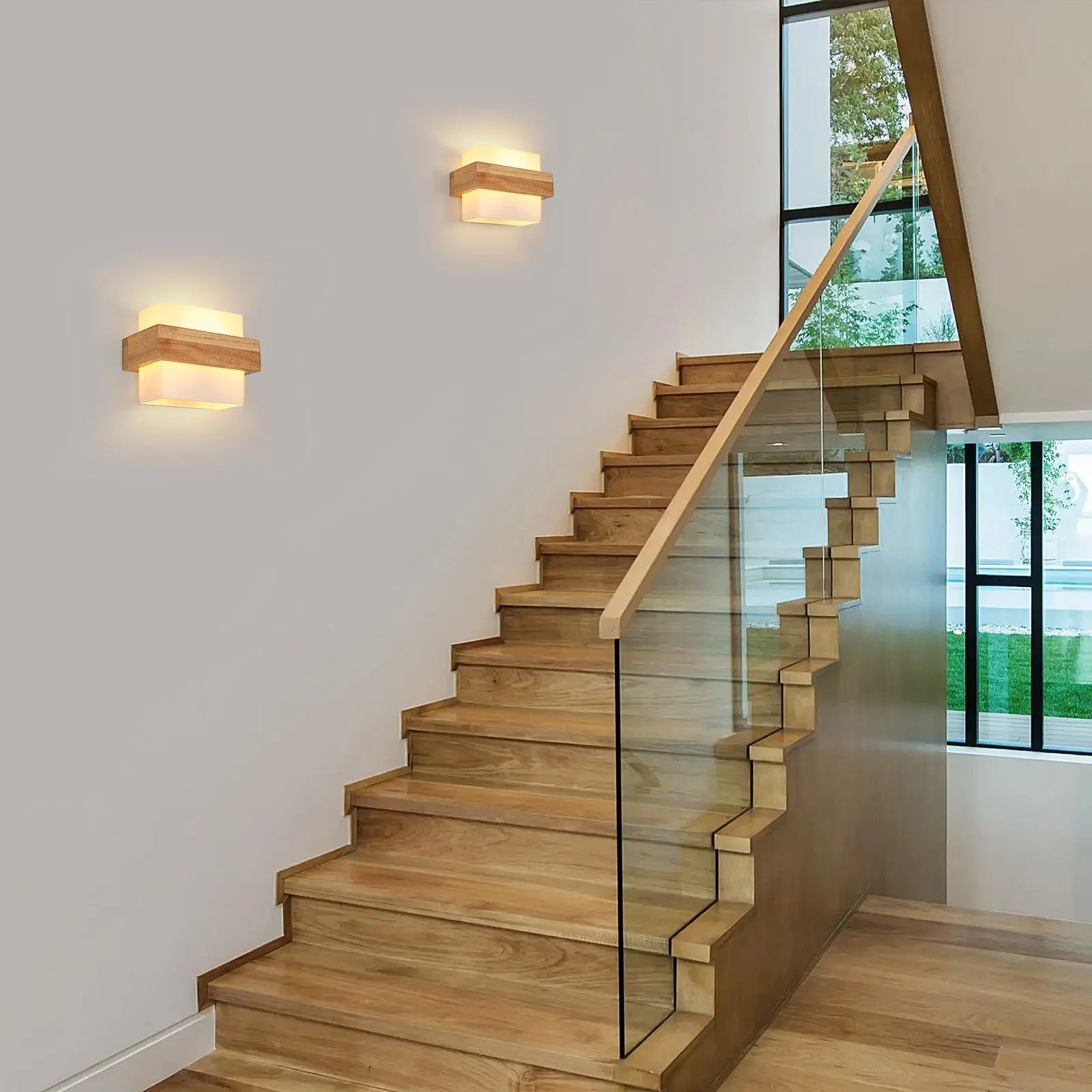 Nordic Wooden Wall Light E27 Indoor Wall Sconce Natural Wood Wall Lighting Fixture Simple Wood Wall Lamp for Bedroom Corridor Living Room, No Bulb Included