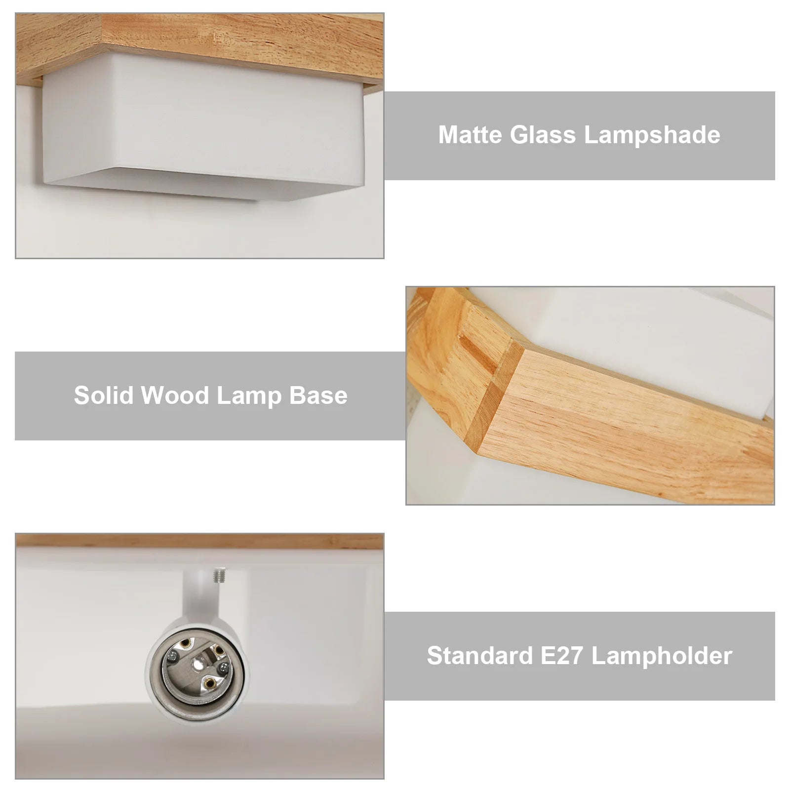 Nordic Wooden Wall Light E27 Indoor Wall Sconce Natural Wood Wall Lighting Fixture Simple Wood Wall Lamp for Bedroom Corridor Living Room, No Bulb Included