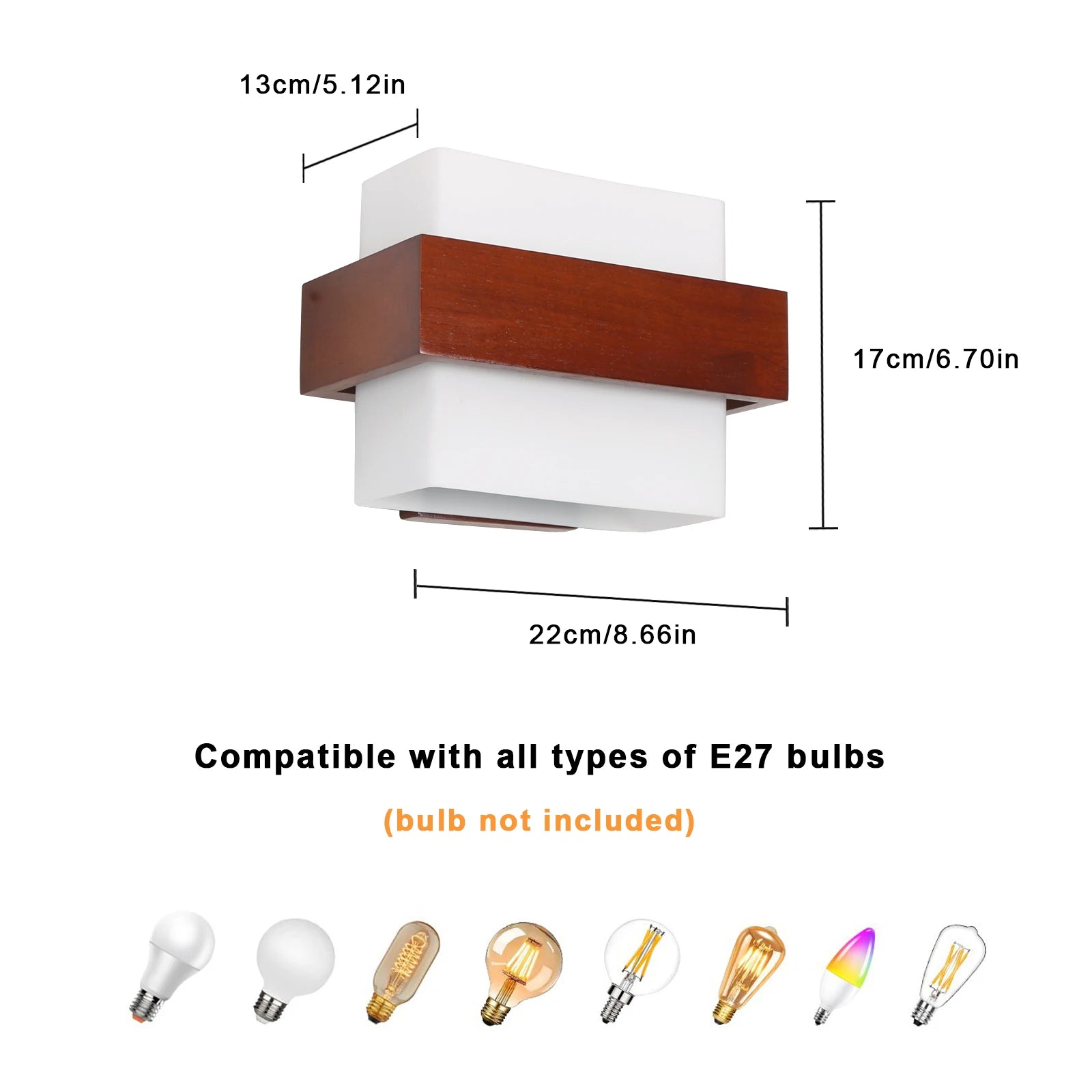 Nordic Wooden Wall Light E27 Indoor Wall Sconce Natural Wood Wall Lighting Fixture Simple Wood Wall Lamp for Bedroom Corridor Living Room, No Bulb Included