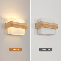 Nordic Wooden Wall Light E27 Indoor Wall Sconce Natural Wood Wall Lighting Fixture Simple Wood Wall Lamp for Bedroom Corridor Living Room, No Bulb Included
