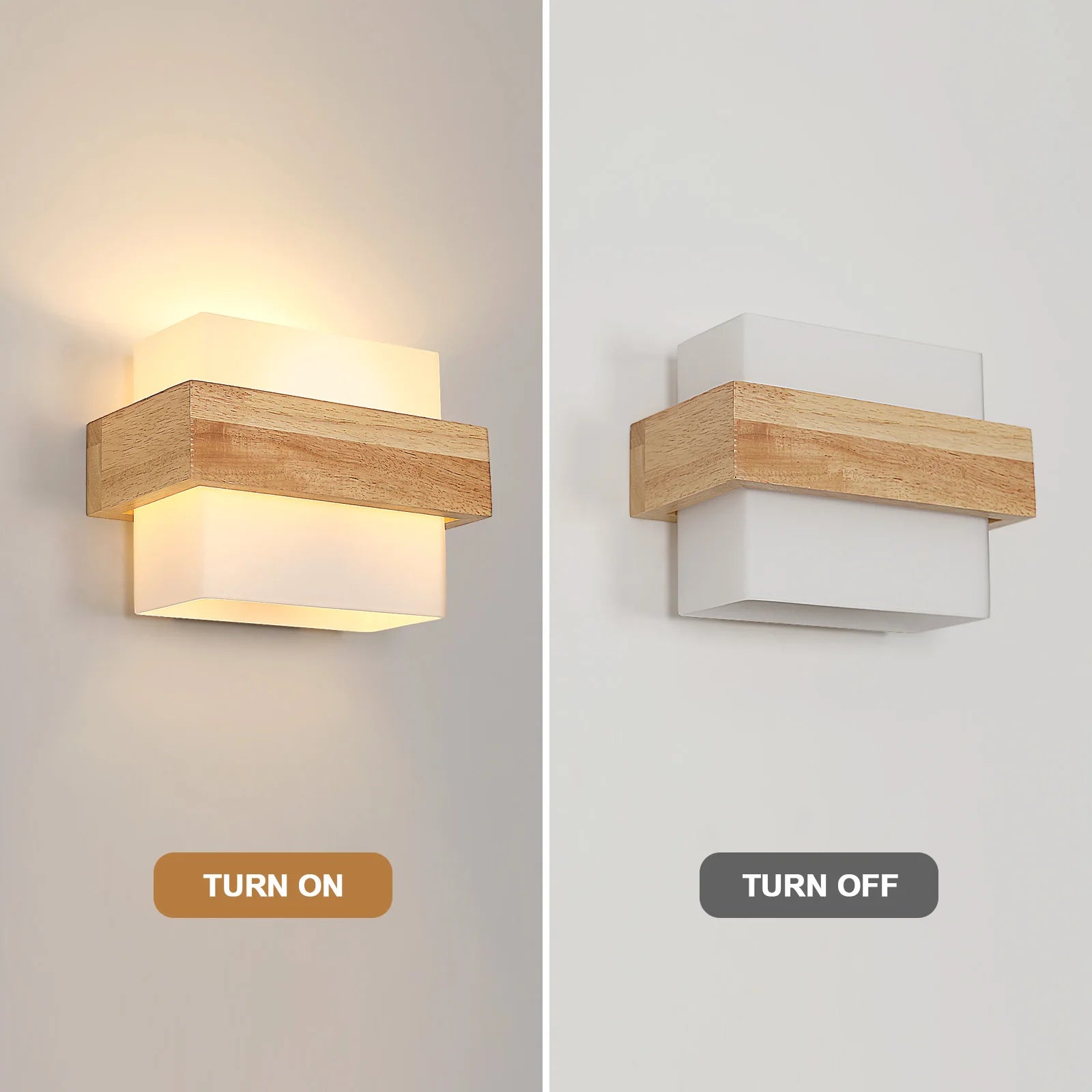 Nordic Wooden Wall Light E27 Indoor Wall Sconce Natural Wood Wall Lighting Fixture Simple Wood Wall Lamp for Bedroom Corridor Living Room, No Bulb Included