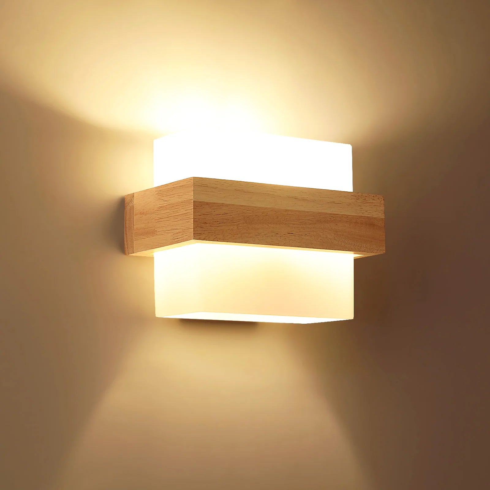 Nordic Wooden Wall Light E27 Indoor Wall Sconce Natural Wood Wall Lighting Fixture Simple Wood Wall Lamp for Bedroom Corridor Living Room, No Bulb Included