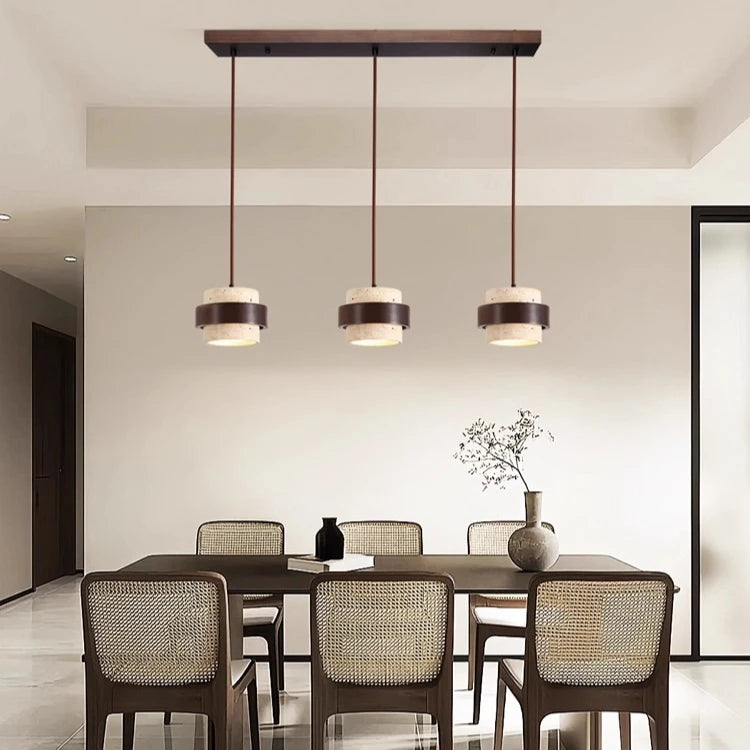 Hot Sell LED Pendant Lamp Wood Dining Room Bedroom Bedside New Style Natural Stone Hanging Lighting Fixtures  Wire Adjustable