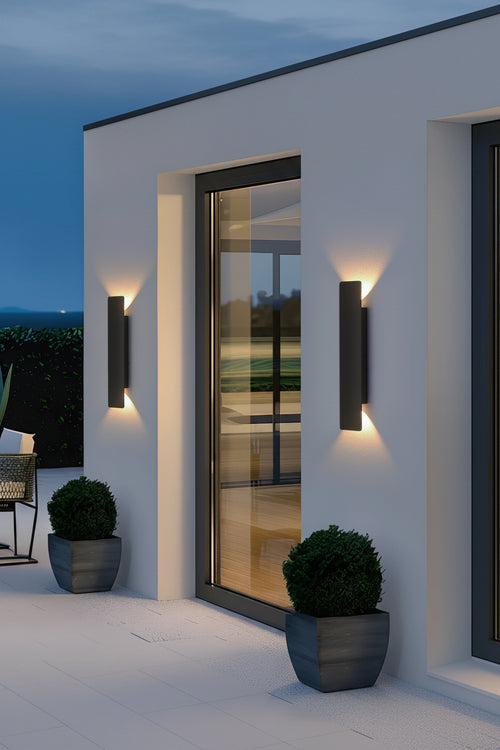 Applique extérieure bicolore en aluminium véritable, effet haut bas IP65