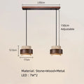 Hot Sell LED Pendant Lamp Wood Dining Room Bedroom Bedside New Style Natural Stone Hanging Lighting Fixtures  Wire Adjustable