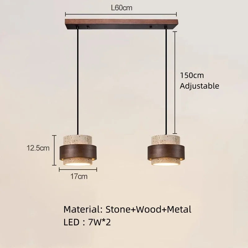 Hot Sell LED Pendant Lamp Wood Dining Room Bedroom Bedside New Style Natural Stone Hanging Lighting Fixtures  Wire Adjustable