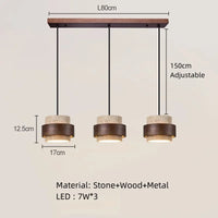 Hot Sell LED Pendant Lamp Wood Dining Room Bedroom Bedside New Style Natural Stone Hanging Lighting Fixtures  Wire Adjustable