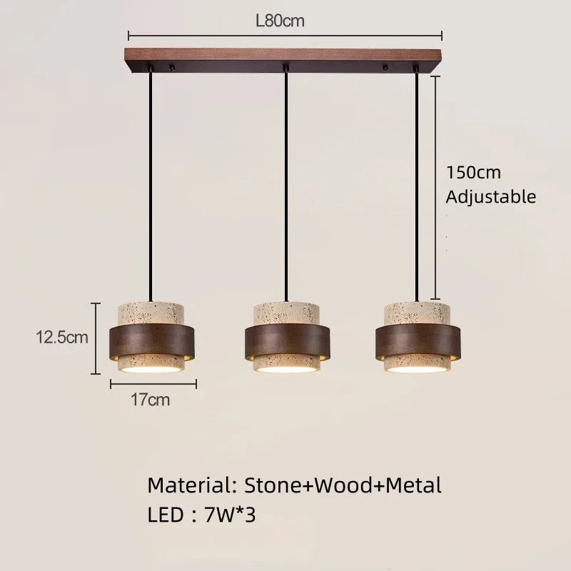 Hot Sell LED Pendant Lamp Wood Dining Room Bedroom Bedside New Style Natural Stone Hanging Lighting Fixtures  Wire Adjustable