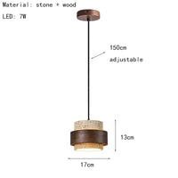 Hot Sell LED Pendant Lamp Wood Dining Room Bedroom Bedside New Style Natural Stone Hanging Lighting Fixtures  Wire Adjustable