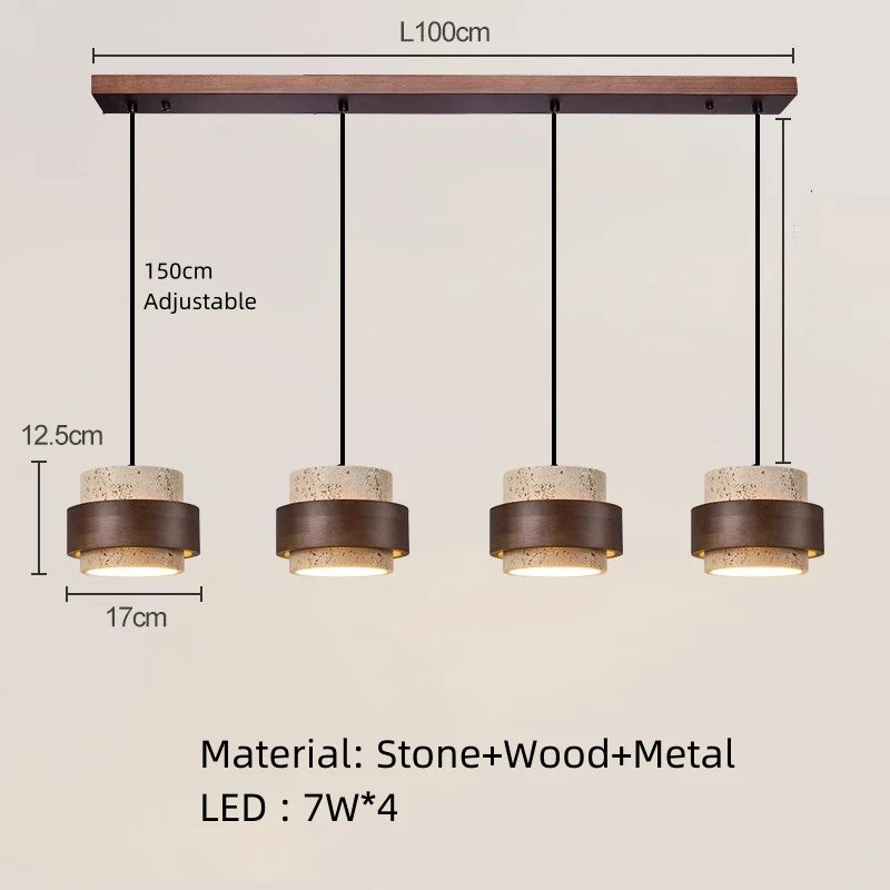 Hot Sell LED Pendant Lamp Wood Dining Room Bedroom Bedside New Style Natural Stone Hanging Lighting Fixtures  Wire Adjustable