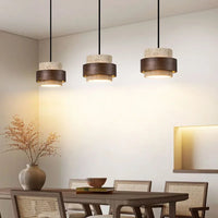 Hot Sell LED Pendant Lamp Wood Dining Room Bedroom Bedside New Style Natural Stone Hanging Lighting Fixtures  Wire Adjustable