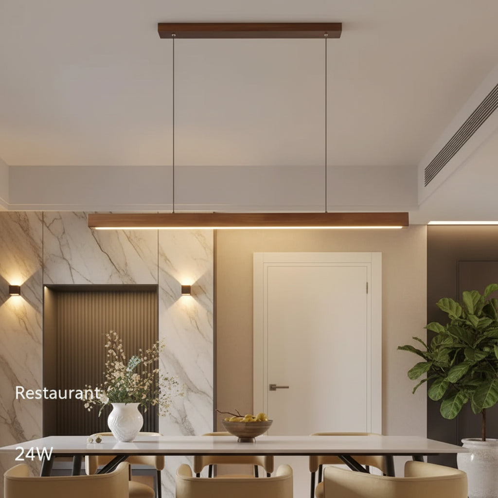 Suspension en bois massif véritable, chêne ou noyer, luminaire scandinave pour table à manger
