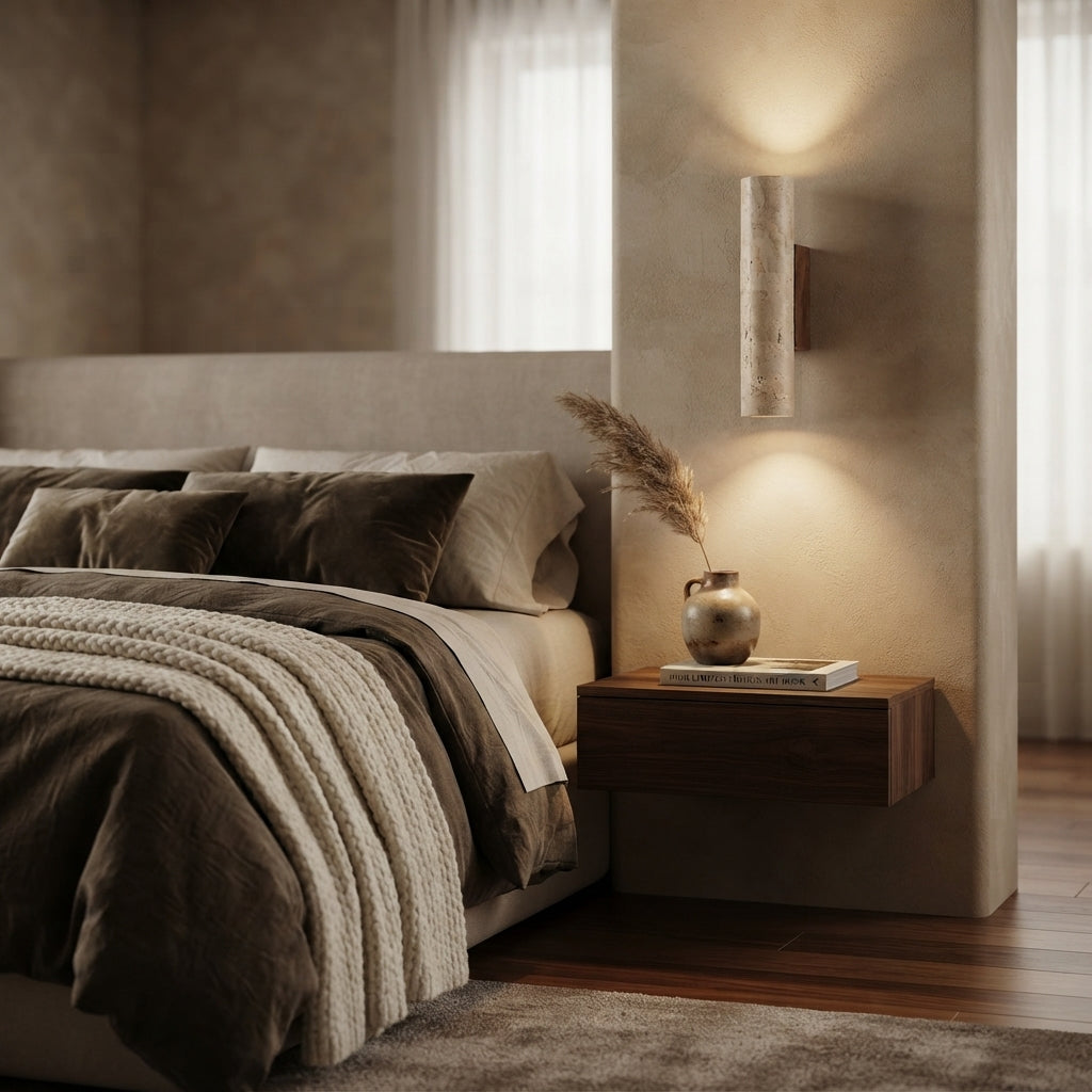 Applique murale en pierre naturelle véritable, luminaire sculpté pour chambre ou salon
